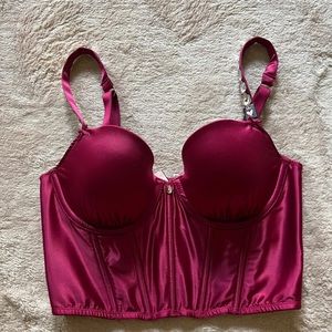 Victoria's Secret NWT Dream Angels Wine Color Long Line Lined Demi‎ Bra 34C